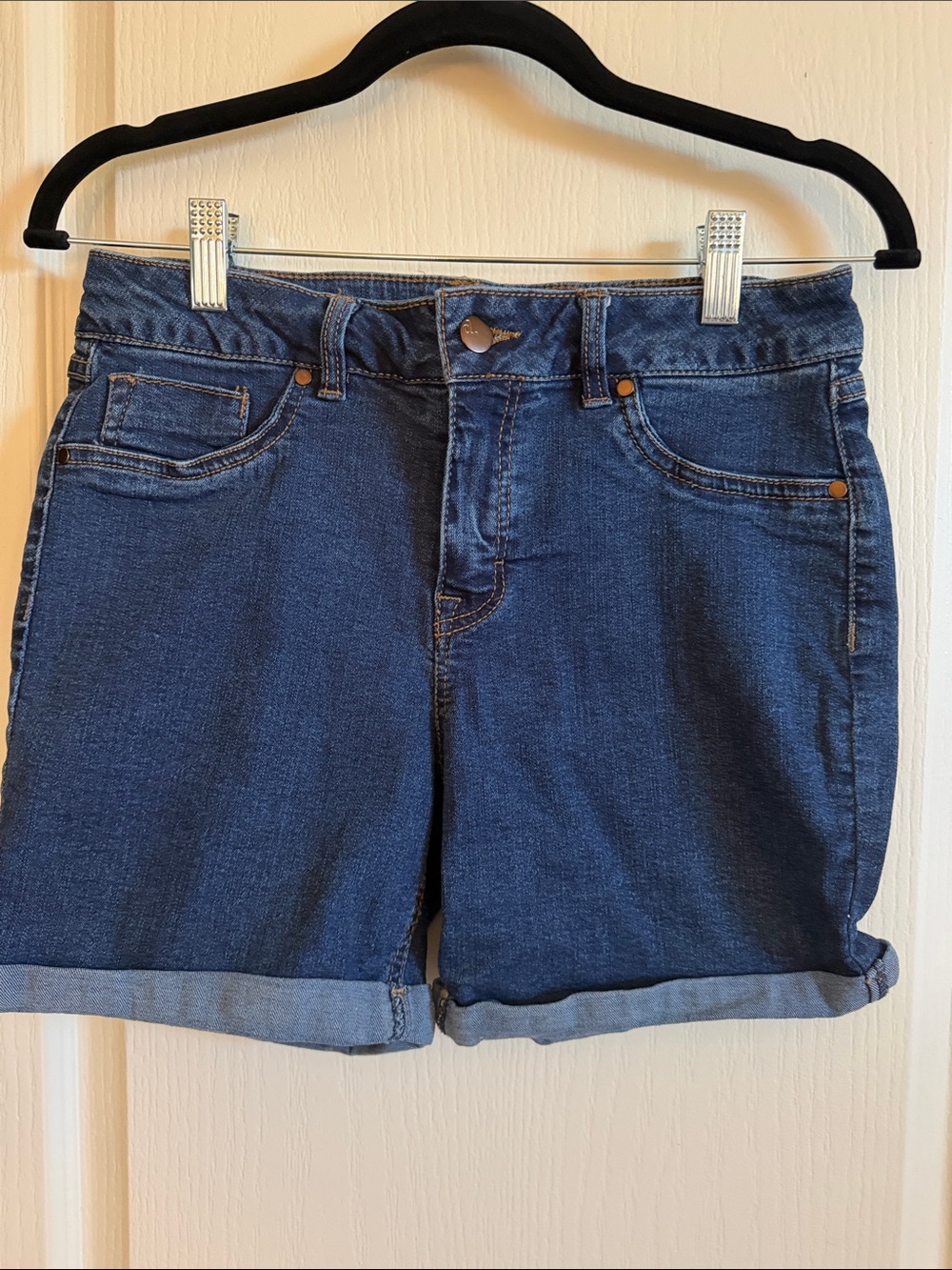 d. jeans Dark Blue Rolled Hem Denim Shorts